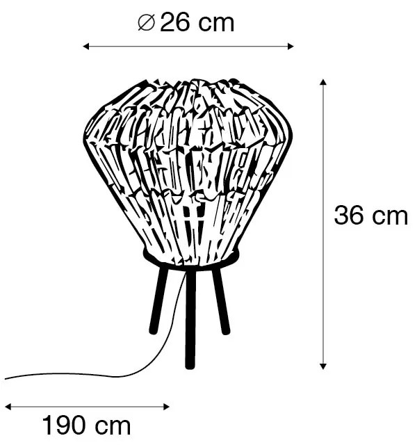 Rusztikus asztali lámpa állványon bambusz fehérrel - Canna Diamond
