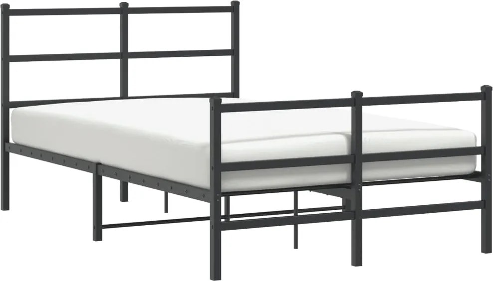 vidaXL fekete fém ágykeret fej- és lábtámlával 120 x 200 cm