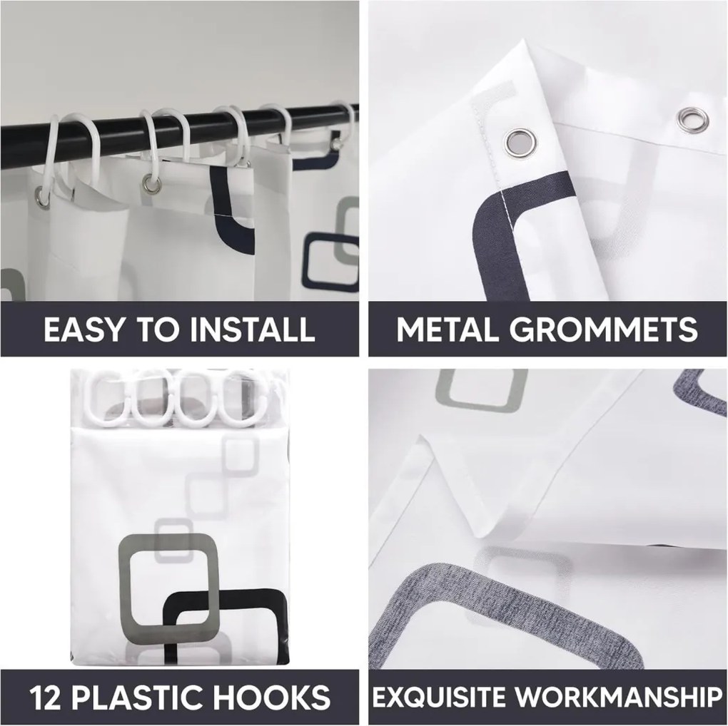 Zuhanyfüggöny - NEW GEOMETRY - Impregnált textil - 180 x 200 cm