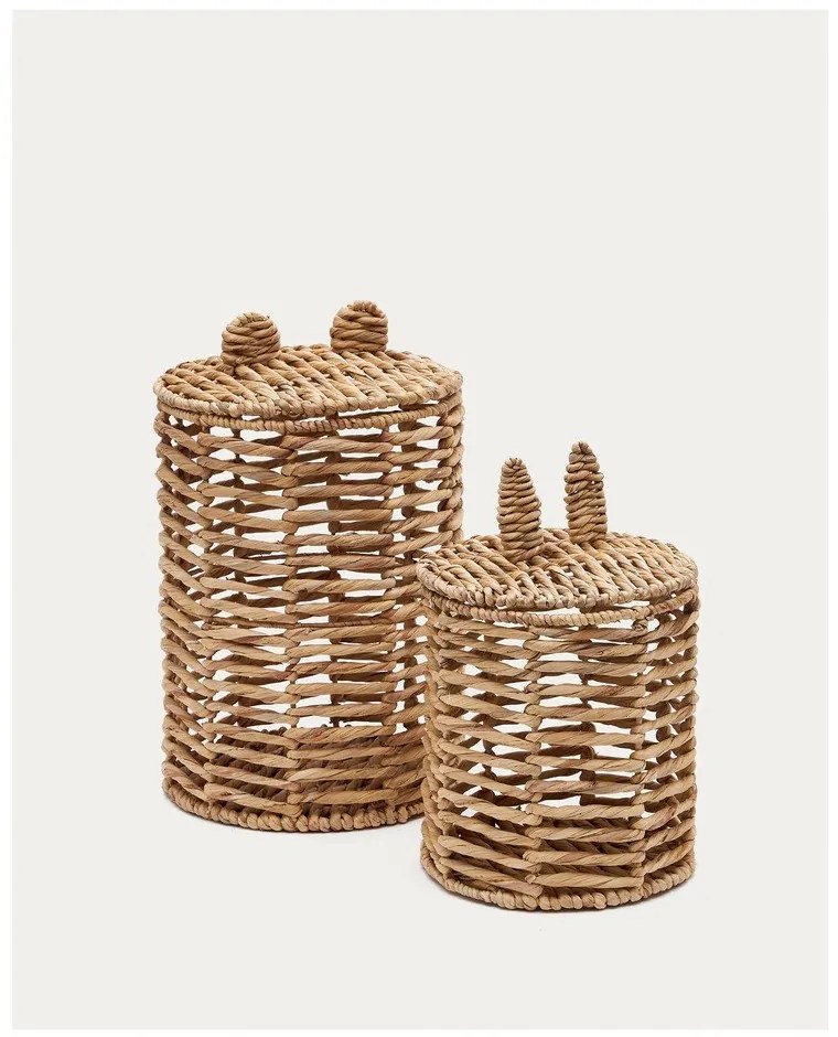 Natúr színű vízijácint játéktároló kosár szett 2 db-os ø 30x50 cm Venezia – Kave Home