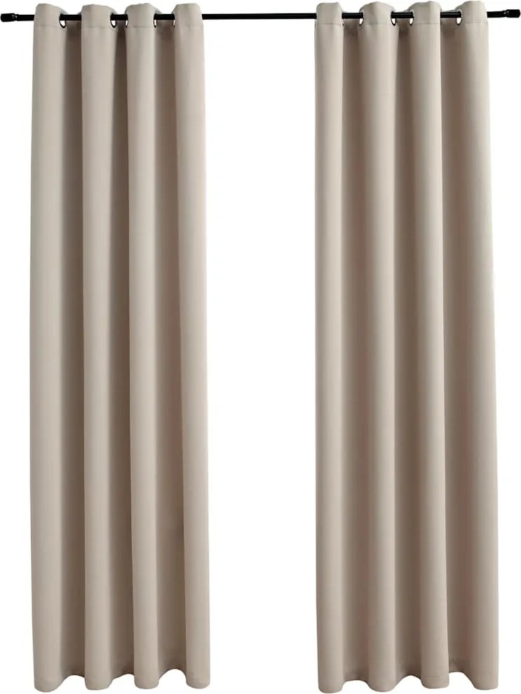 vidaXL 2 db bézs sötétítőfüggöny fémgyűrűkkel 140 x 245 cm