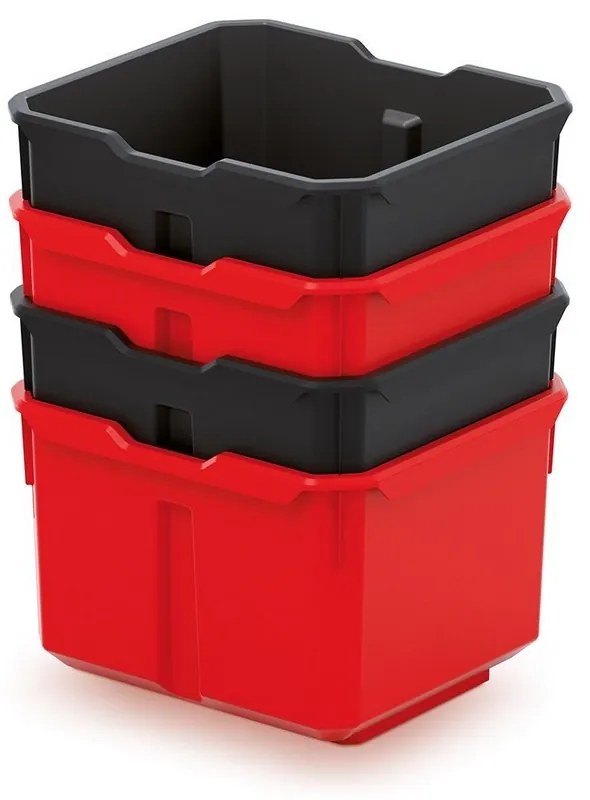 4 db-os tárolódoboz (doboz) II, fekete / piros készlet