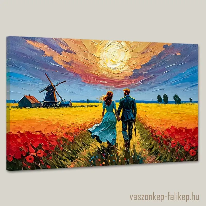 Séta a virágos mezőn – Romantikus prémium falikép 60x40 cm
