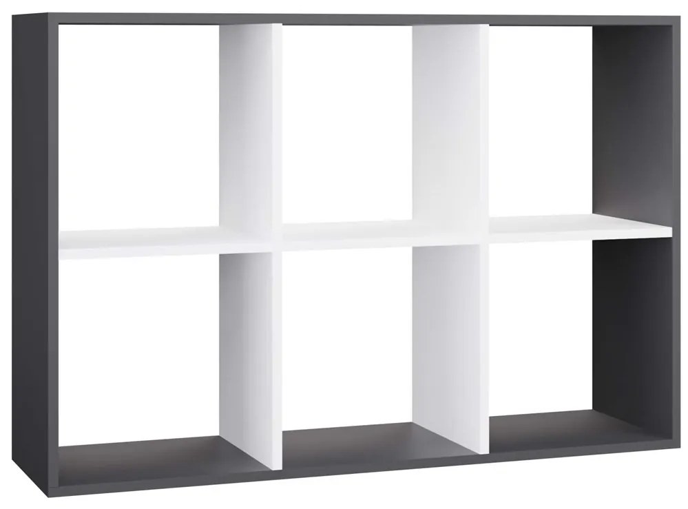 Aldabra Malax 2x3 polc, 110x75x30 cm, antracit-fehér