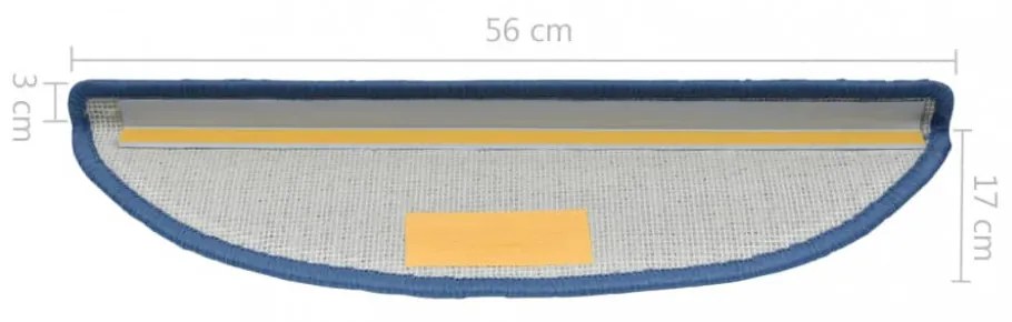 15 db kék félkör alakú lépcsőszőnyeg 56 x 17 x 3 cm