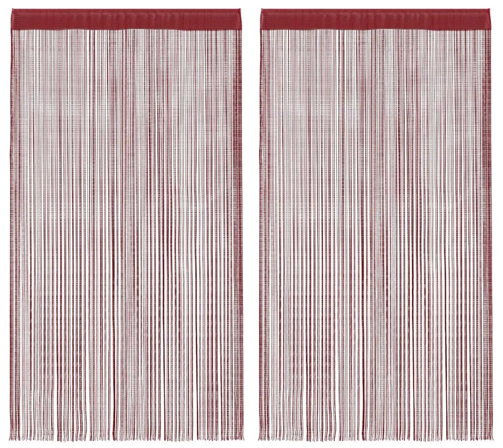 2 db burgundi vörös zsinórfüggöny 100 x 250 cm