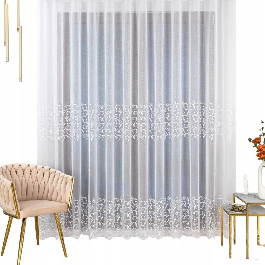 Kész függöny szalaggal – hímzett dekoratív minta 450X280