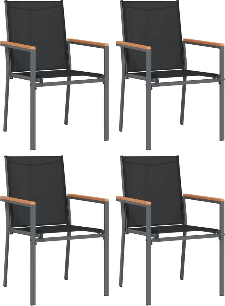 vidaXL 4 db fekete textilén és acél kerti szék 55x61,5x90 cm