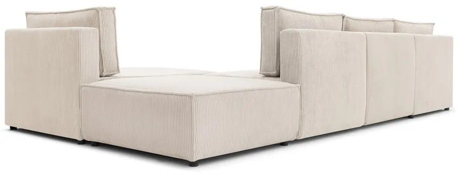 Krémszínű kordbársony sarokkanapé (variálható) Nihad modular – Bobochic Paris