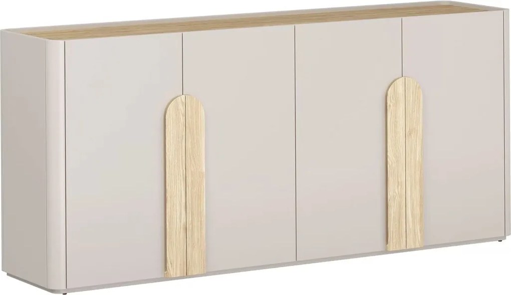 Amilio négyajtós komód 200 cm - kasmír / olajozott tölgy / világos tölgy fogantyúk