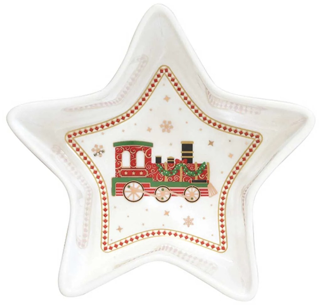 Karácsonyi porcelán kisvonatos csillag alakú tál Polar Express