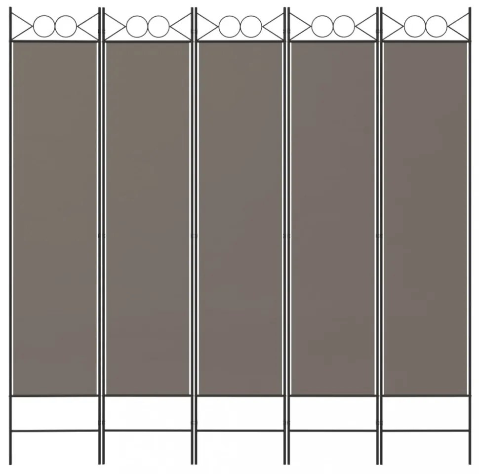 5 paneles antracitszürke szövet térelválasztó 200x200 cm