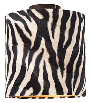 Mennyezeti lámpa matt fekete bársony árnyékolóval zebra mintával 25 cm - Combi