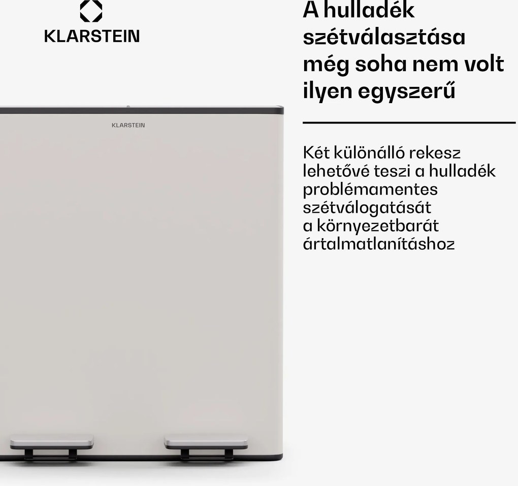 Klarstein EcoVista, hulladékgyűjtő komposztálóval, 40 l + 3 l/tároló + komposztáló, Soft-Close