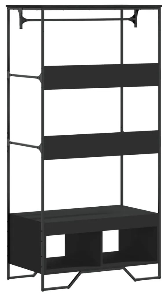 fekete szerelt fa ruhásszekrény 90 x 50 x 180 cm