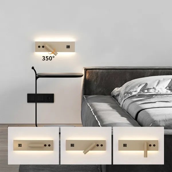 Brilagi-LED Falra szerelhető spotlámpa USB-porttal NOCTIS LED/3W/230V+LED/9W bézs
