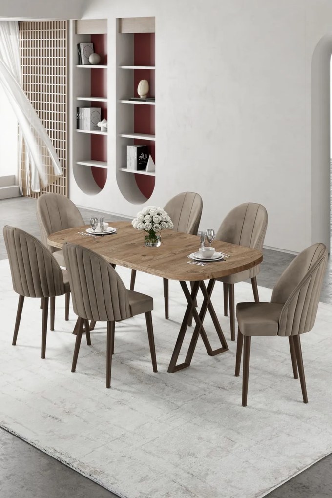 Kaye étkezőgarnitúra, atlanti fenyő-cappuccino, 168 cm – TR240CHR2842