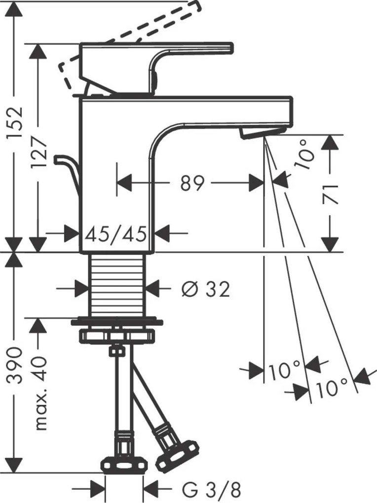 Hansgrohe Vernis Shape, mosdócsap kifolyóval, CoolStart, EcoSmart, króm, 71593000