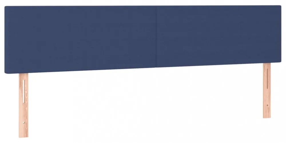 kék szövet rugós és LED-es ágy matraccal 200 x 200 cm