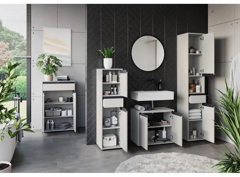 Szürke magas fürdőszoba szekrény 63x98 cm Lemont – Germania