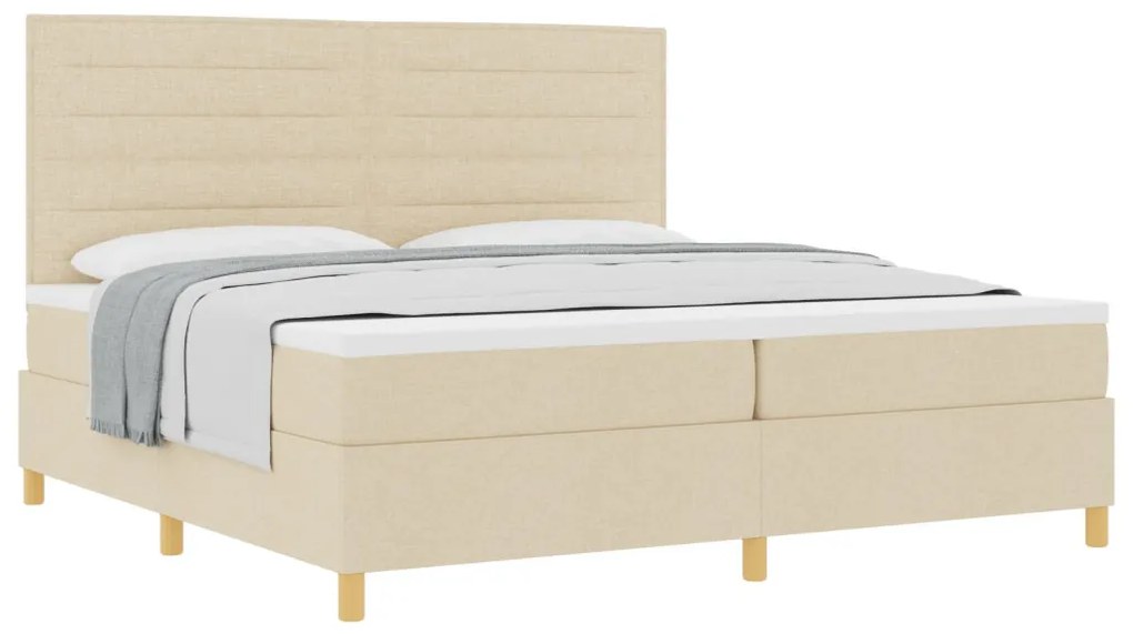 Box Spring Ágy Matrac Krém 200x200 cm Szövet