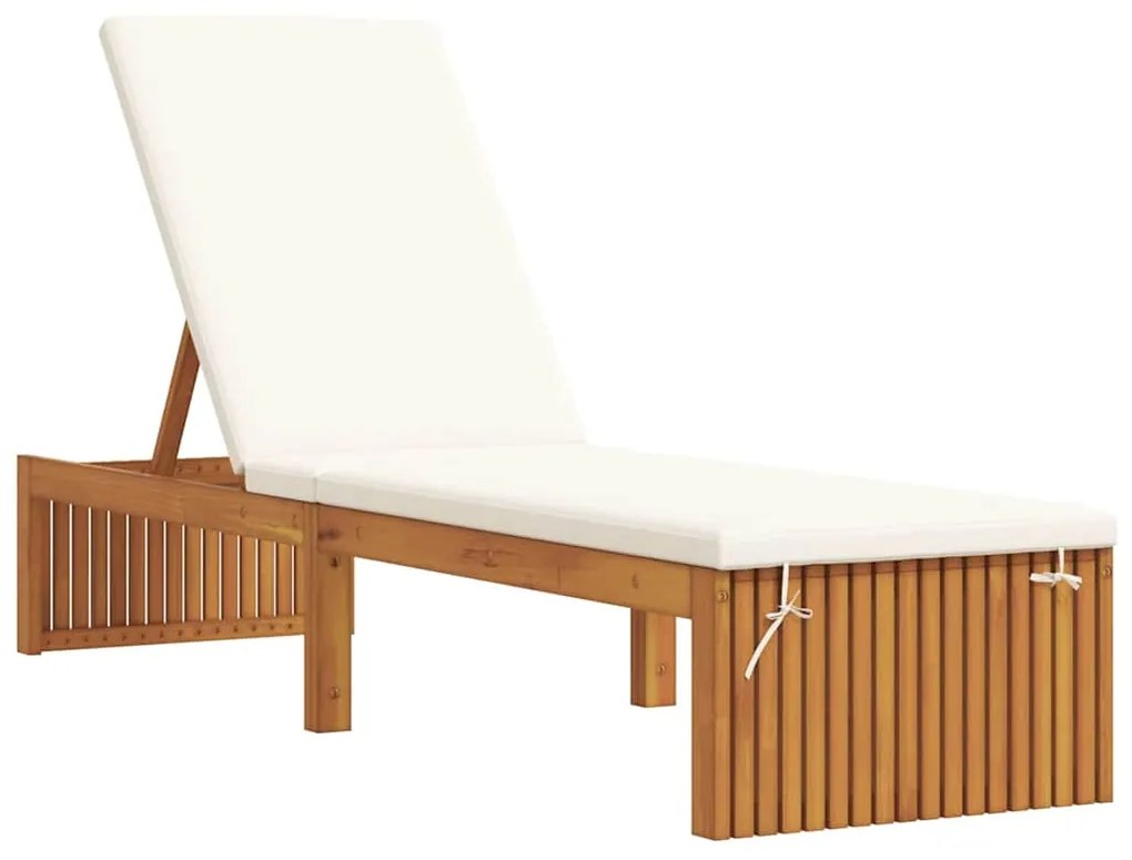 vidaXL Napozó párnával Olaj Természetes 200 x 55 x 94 cm Tömör akácfa