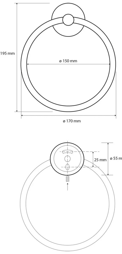 SAPHO XB402 X-Round Black törülközőtartó, fekete