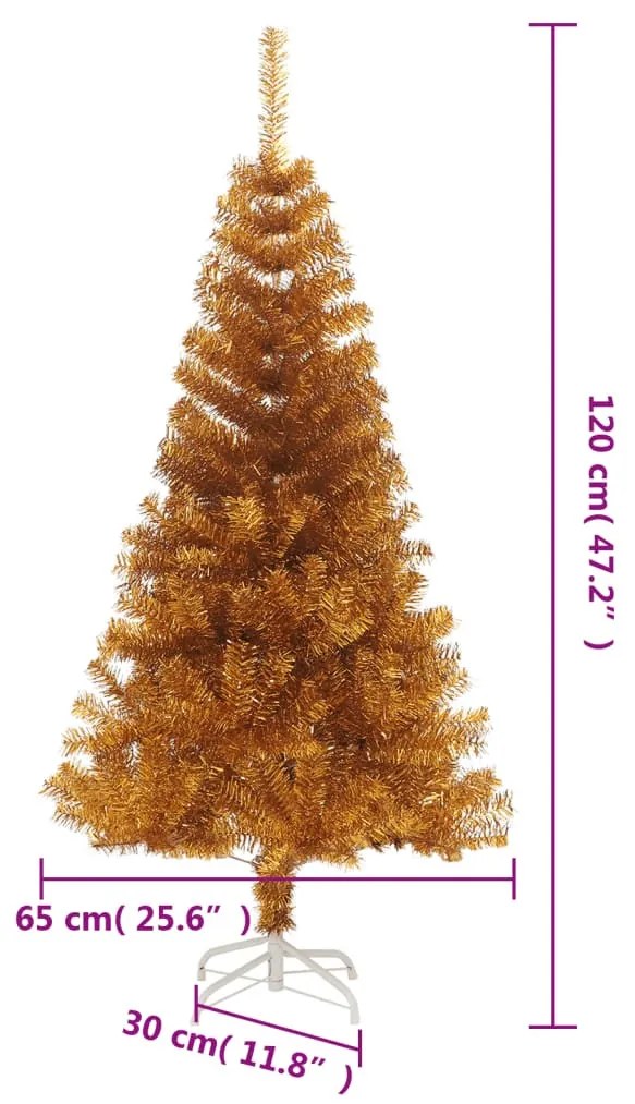 aranyszínű PET műkarácsonyfa állvánnyal 120 cm