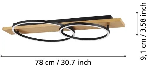 Eglo 901716 - LED Mennyezeti lámpa BOYAL 2xLED/12W/230V 3000K bézs/fekete