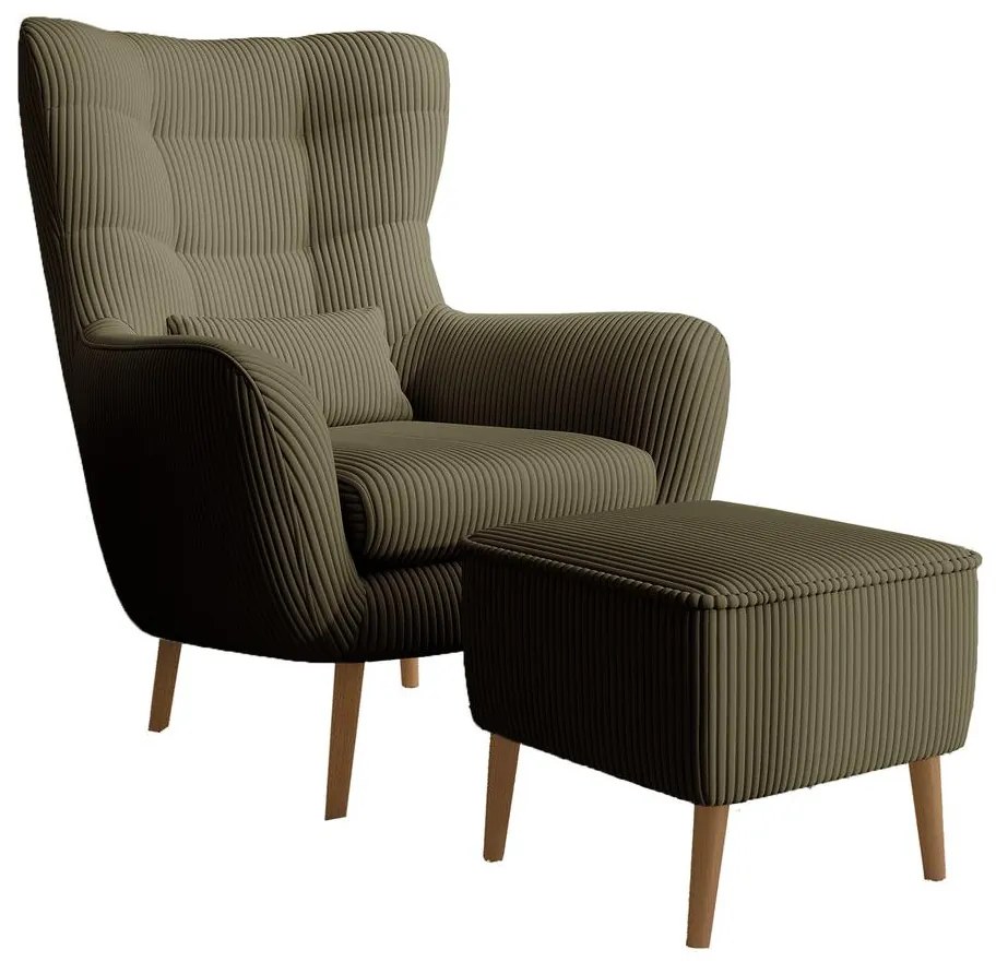 Fotel lábtartóval Veneza VZ2 (oliva + bükk). 1099399