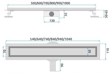 REA-G5808 - NEOX PRO 70 cm rozsdamentes acél lefolyócsatorna