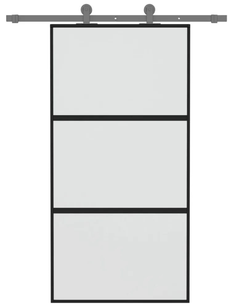 fekete edzett üveg és alumínium tolóajtó 102,5 x 205 cm