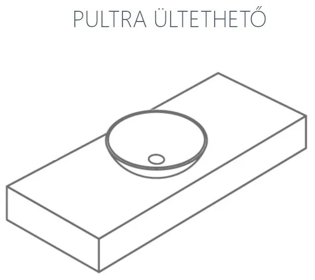 CeraStyle OLIVE - PULTRA ültethető - Top Counter - porcelán mosdó - MATT FEKETE -75 x 38 cm