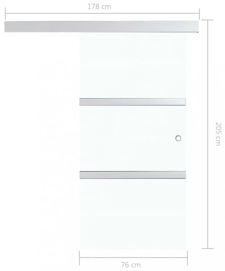 vidaXL ezüstszínű ESG üveg és alumínium tolóajtó 76 x 205 cm