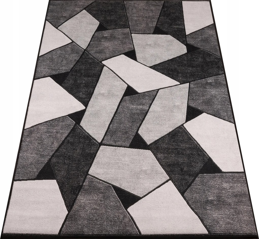 Szőnyeg 120x170 Szürke Fekete Nappaliba Modern Csúszásgátló Mozaik Bcf