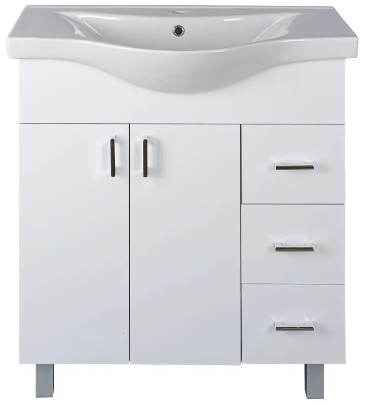Viva STYLE Bianka 80 lábon álló fürdőszobabútor 3 fiókos Sanovit ALBATROS 10080 mosdóval 80 x 46 cm