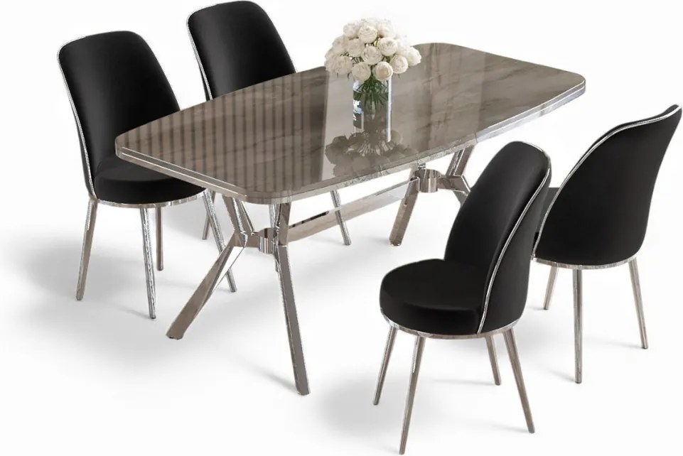 Lena étkezőgarnitúra, antracit-króm, 160 cm – TR240CHR2862