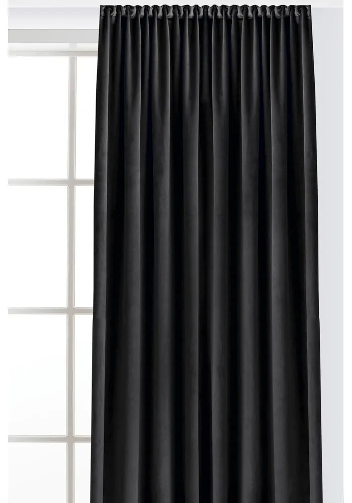 Fekete bársony dimout (részleges sötétítő) függöny 200x225 cm Velto – Filumi