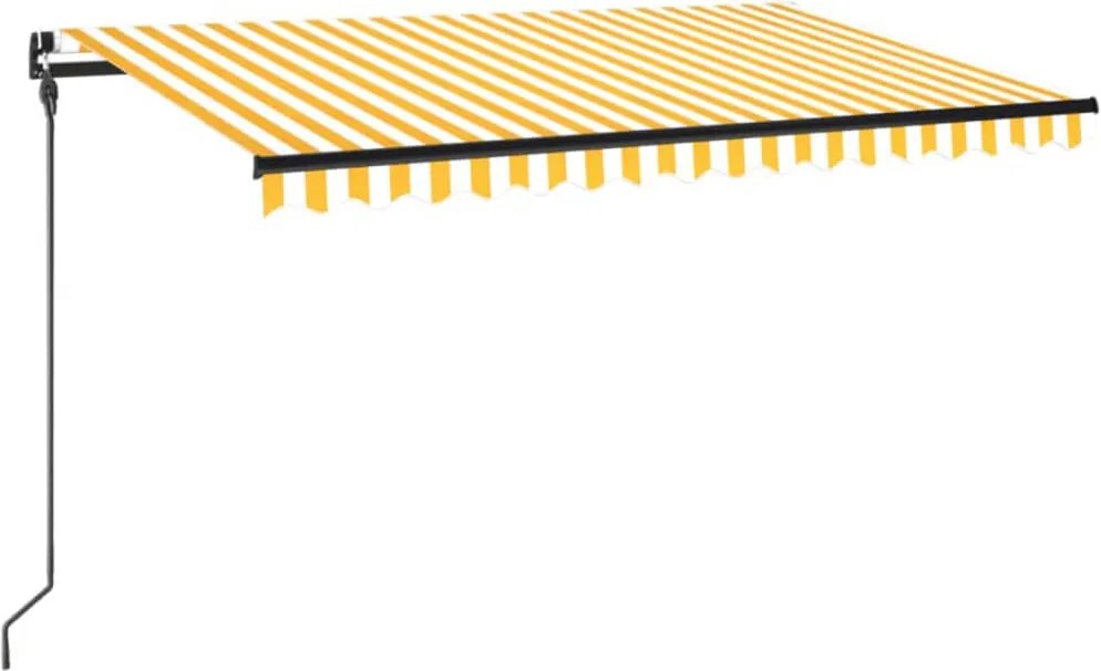vidaXL sárga és fehér kézzel kihúzható napellenző 450 x 300 cm