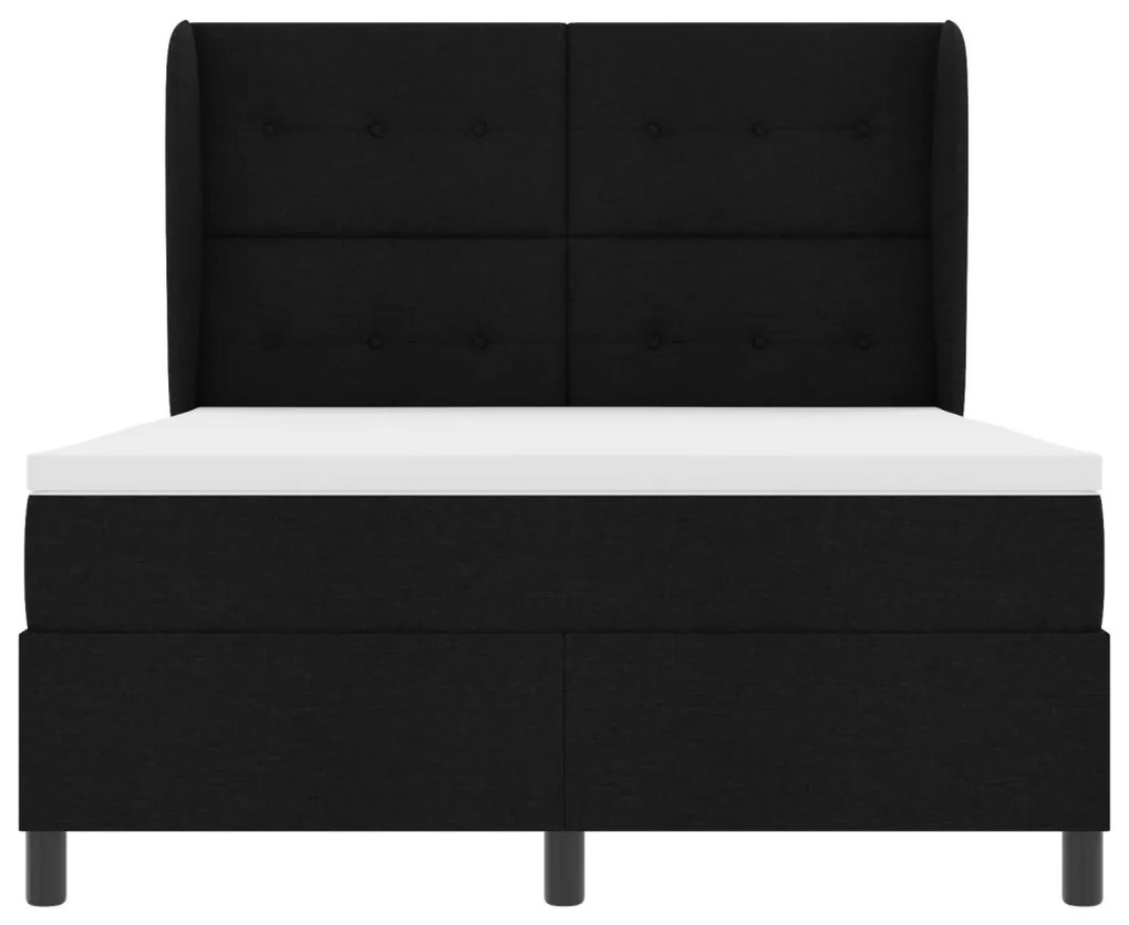 Boxspring Ágy Matraccal Fekete színben, 140x200 cm Szövet
