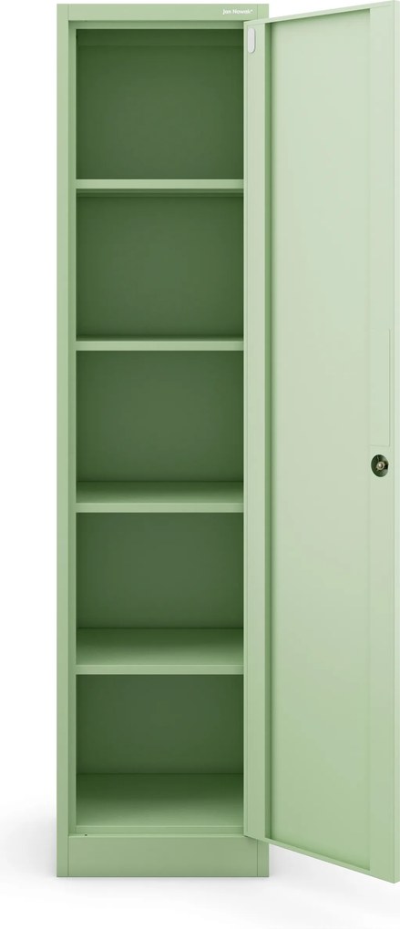 Keskeny fém irodai iratszekrény, pasztellzöld, 450x1850x400 mm: ALEX Fresh Style