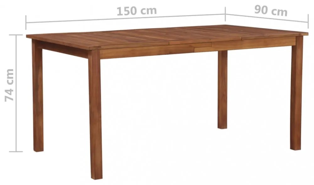 tömör akácfa kerti asztal 150 x 90 x 74 cm