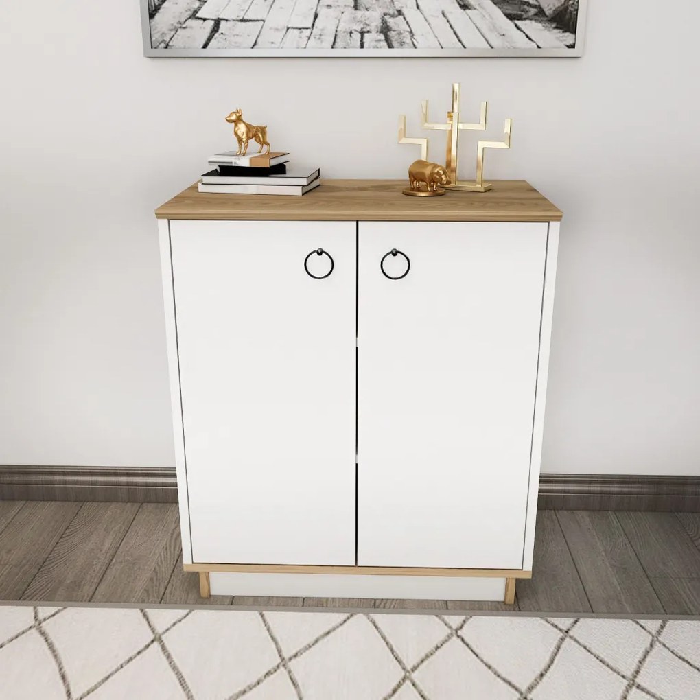 Nüanse komód, tölgy-fehér, 72 cm