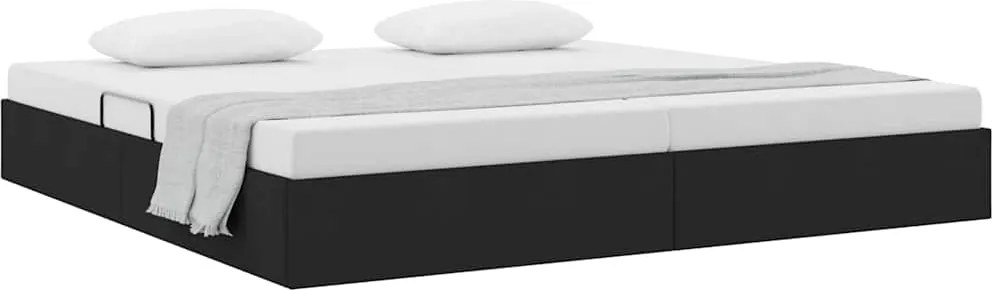 vidaXL Tárolós Ágy fejtámlával tárolóval Fekete 200 x 200 cm szövet
