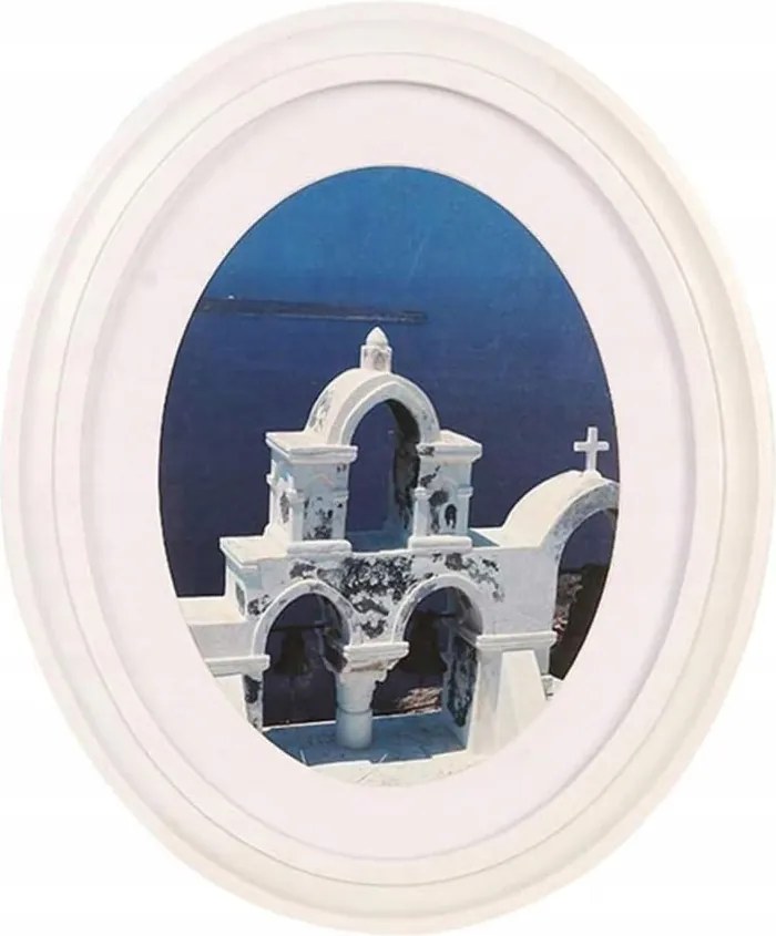 Fa Ovális Képkeret 24x29cm Függő Nappali Dekoráció Fehér