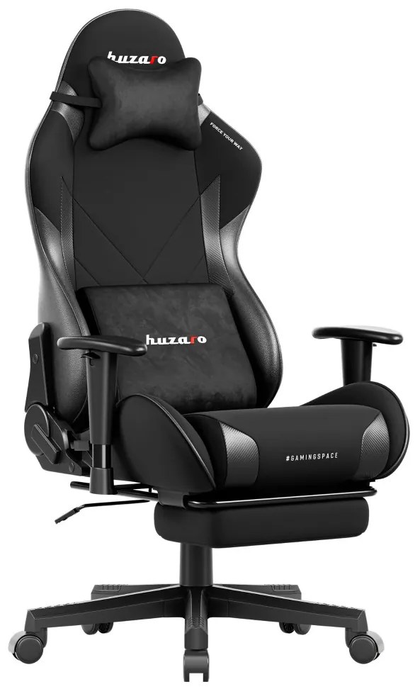 Gamer szék Force lábtartóval fekete