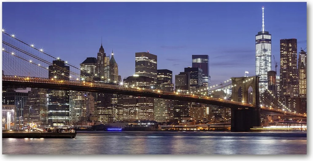 Fotó vászonkép edzett üveg Manhattan éjszaka 140x70