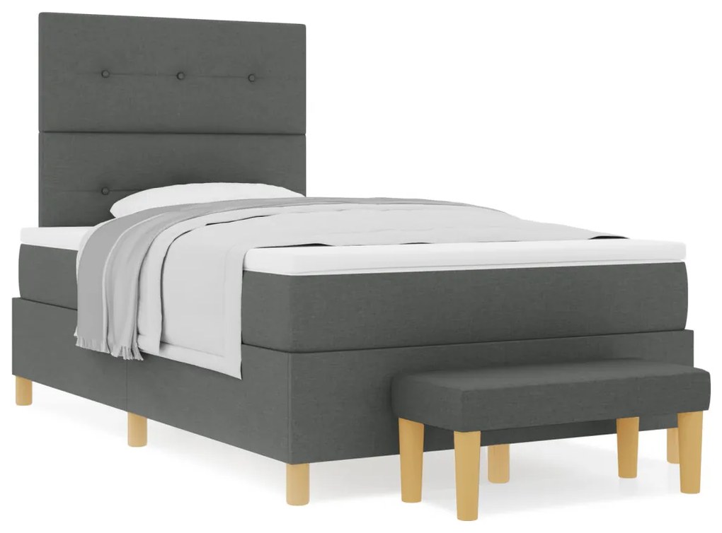 Boxspring Ágy Matrac & Pad Sötétszürke 120x190 cm Szövet