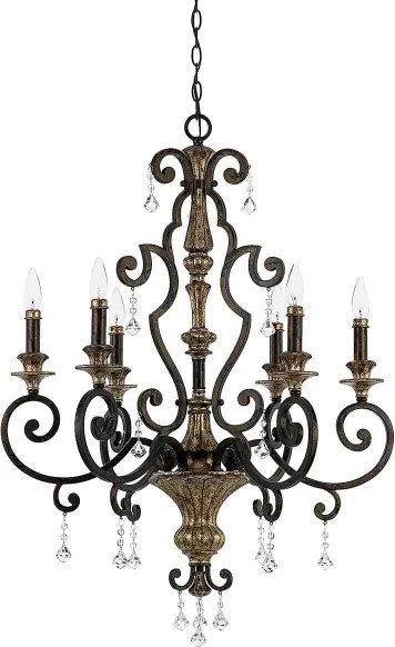 Quoizel QZ-MARQUETTE6-A - Láncos csillár MARQUETTE 6xE14/60W/230V bronzszínű