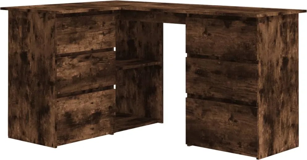 vidaXL füstös tölgy színű szerelt fa sarokíróasztal 145 x 100 x 76 cm